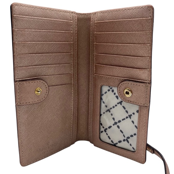 Kate Spade Wallet Rose Gold Leather Designer Folding Feminine Chic - Picture 4 of 10